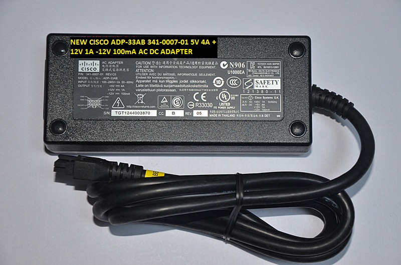 NEW CISCO 341-0007-01 -12V 100mA 5V 4A +12V 1A AC DC ADAPTER ADP-33AB - Click Image to Close